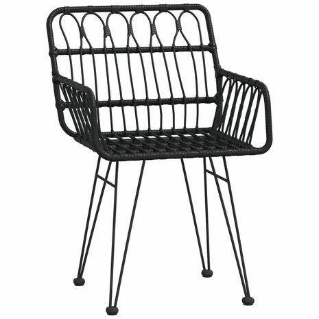 3-delige Tuinset poly rattan zwart 5