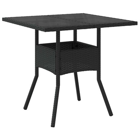 3-delige Tuinset met kussens poly rattan en glas zwart 4