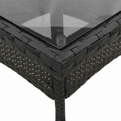 3-delige Tuinset met kussens poly rattan en glas zwart 6