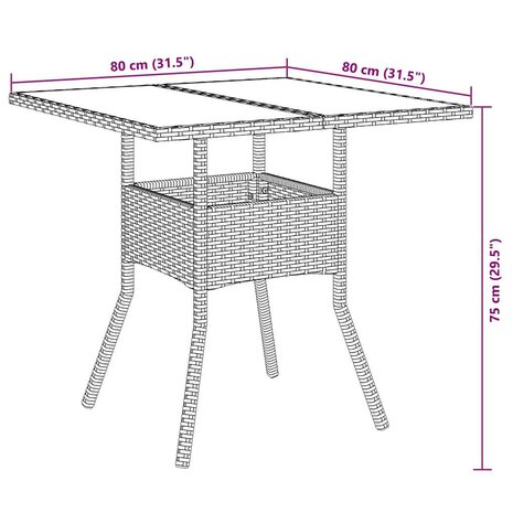 3-delige Tuinset met kussens poly rattan en glas zwart 9