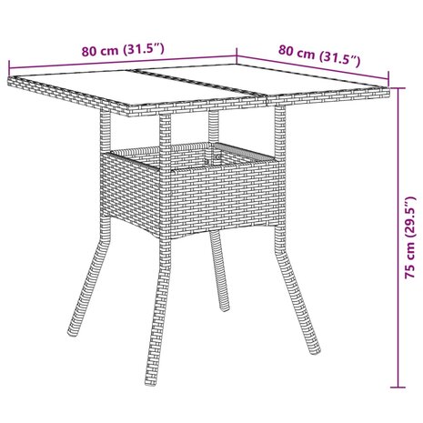 3-delige Tuinset met kussens poly rattan en glas grijs 9