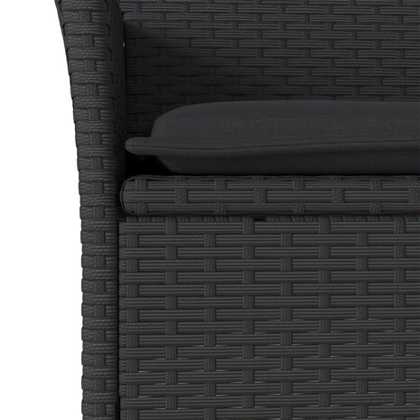 3-delige Tuinset met kussens poly rattan en glas zwart 5