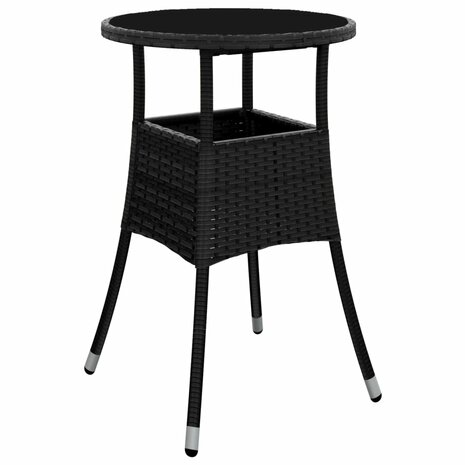 3-delige Tuinset met kussens poly rattan en glas zwart 6