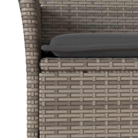 3-delige Tuinset met kussens poly rattan en glas grijs 5