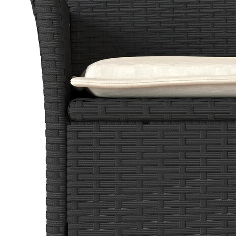 3-delige Tuinset met kussens poly rattan en glas zwart 5