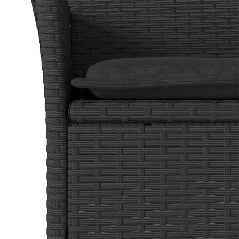 3-delige Tuinset met kussens poly rattan en acaciahout zwart 5