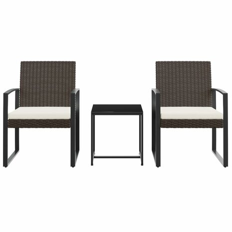 3-delige Tuinset met kussens polypropeen rattan bruin 3