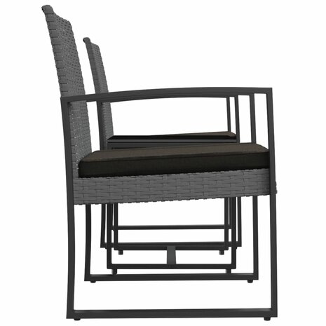 3-delige Tuinset met kussens polypropeen rattan donkergrijs 4