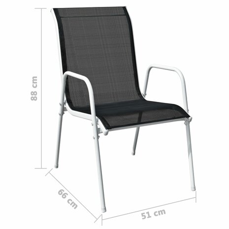 Tuinstoelen stapelbaar 2 st staal en textileen zwart 7
