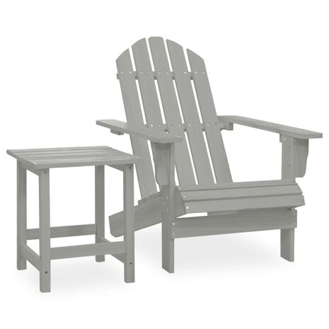 Tuinstoel Adirondack met tafel massief vurenhout grijs 1
