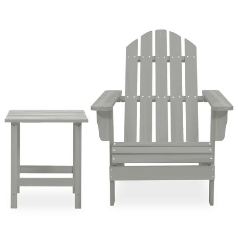 Tuinstoel Adirondack met tafel massief vurenhout grijs 2