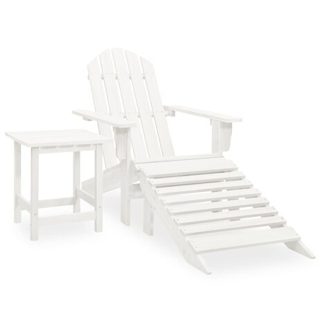 Tuinstoel Adirondack met voetenbank tafel massief vurenhout wit 1