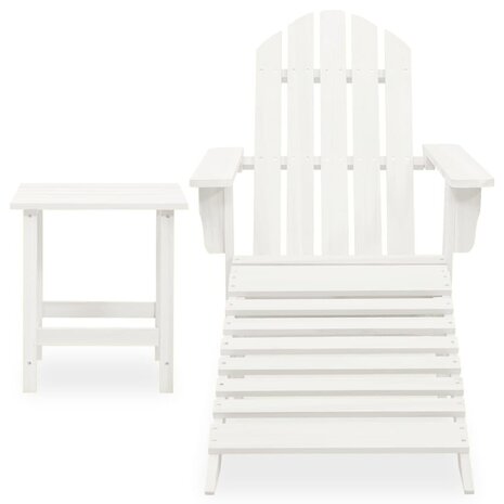 Tuinstoel Adirondack met voetenbank tafel massief vurenhout wit 2