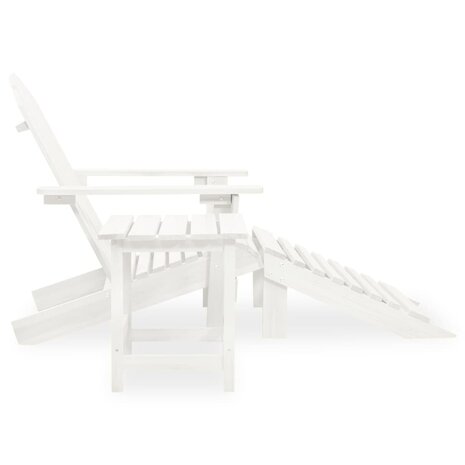 Tuinstoel Adirondack met voetenbank tafel massief vurenhout wit 3