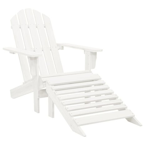 Tuinstoel Adirondack met voetenbank tafel massief vurenhout wit 5