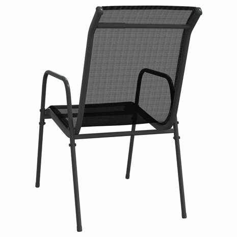 Tuinstoelen 2 st staal en textileen zwart 6