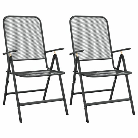 Tuinstoelen inklapbaar 2 st metaalgaas antracietkleurig 2