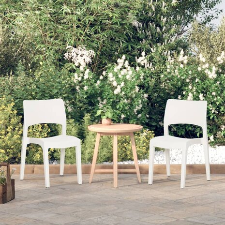 Tuinstoelen 2 st polypropeen wit 1