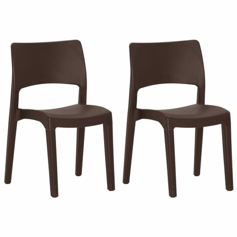 Tuinstoelen 2 st polypropeen mokkakleurig 2