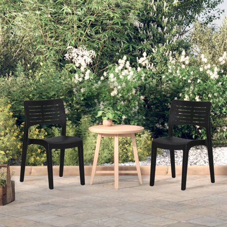 Tuinstoelen 2 st polypropeen antracietkleurig 1
