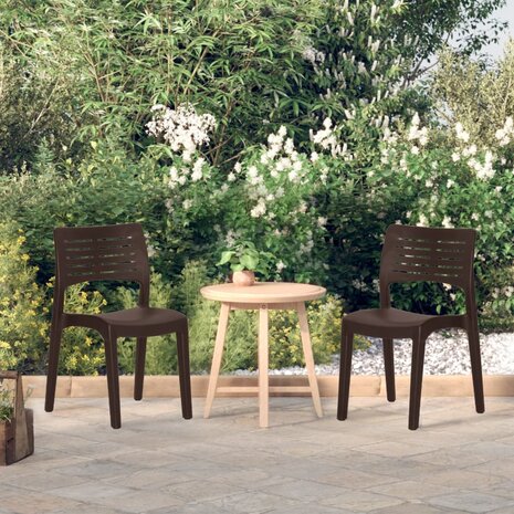 Tuinstoelen 2 st polypropeen mokkakleurig 1