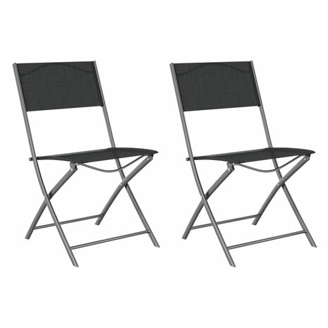 Tuinstoelen inklapbaar 2 st staal en textileen zwart 2