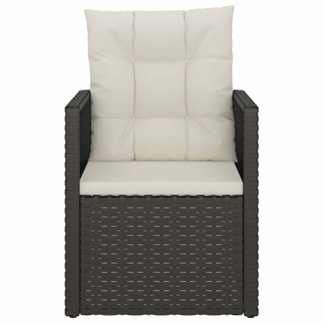 Tuinstoel met kussens poly rattan zwart 4