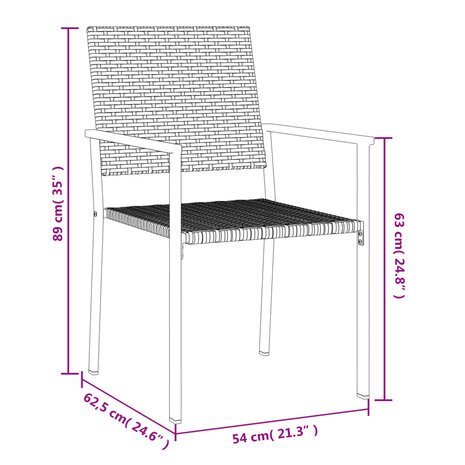 Tuinstoelen 2 st 54x62,5x89 cm poly rattan zwart 8