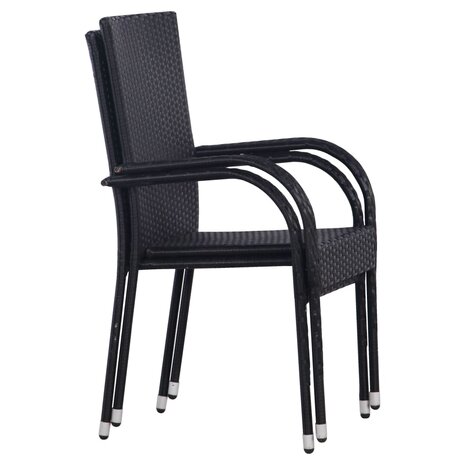 Tuinstoelen stapelbaar 2 st poly rattan zwart 2