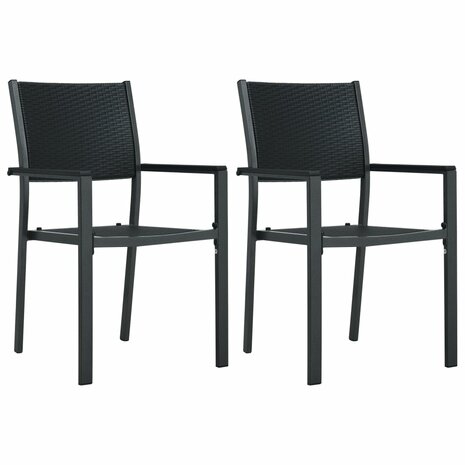 Tuinstoel 2 st rattan-look kunststof zwart 1