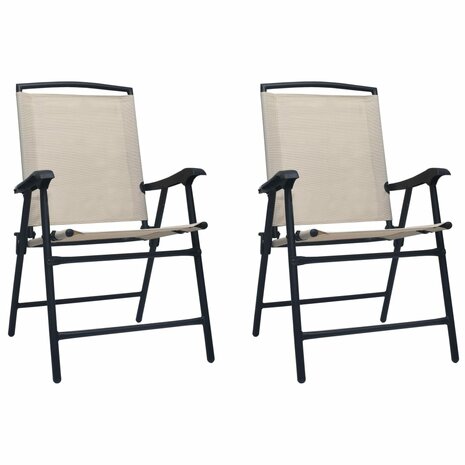 Tuinstoelen inklapbaar 2 st textileen crème 1