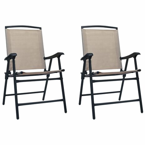 Tuinstoelen inklapbaar 2 st textileen taupe 1