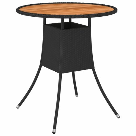 Tuintafel Ø70 cm poly rattan en massief acaciahout zwart 1