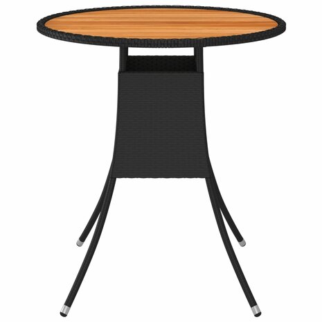 Tuintafel Ø70 cm poly rattan en massief acaciahout zwart 2