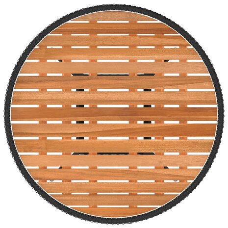 Tuintafel Ø70 cm poly rattan en massief acaciahout zwart 3