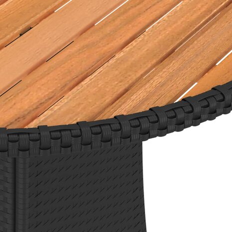 Tuintafel Ø70 cm poly rattan en massief acaciahout zwart 4