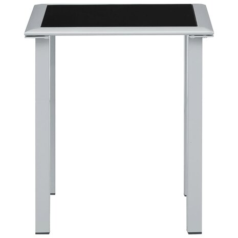 Tuintafel 41x41x45 cm staal en glas zwart en zilverkleurig 2