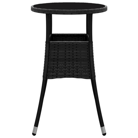 Tuintafel Ø60x75 cm gehard glas en poly rattan zwart 4