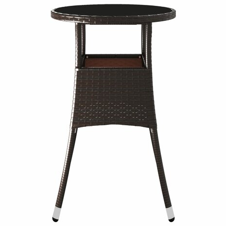 Tuintafel Ø60x75 cm gehard glas en poly rattan bruin 4