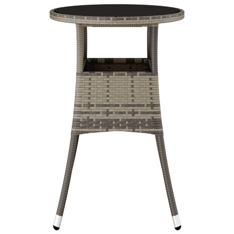 Tuintafel Ø60x75 cm gehard glas en poly rattan grijs 4