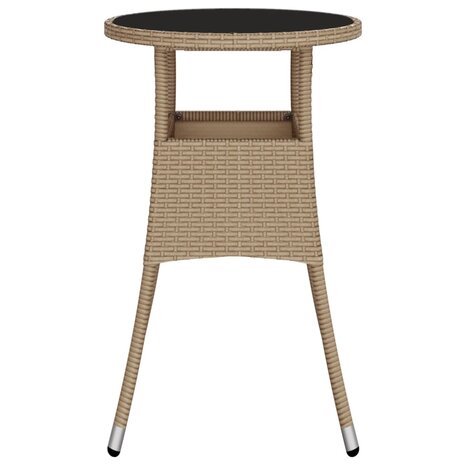 Tuintafel Ø60x75 cm gehard glas en poly rattan beige 4