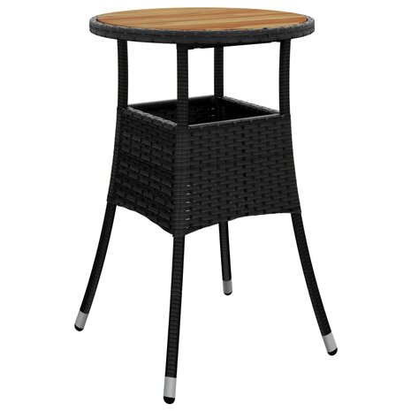 Tuintafel Ø60x75 cm acaciahout en poly rattan zwart 2
