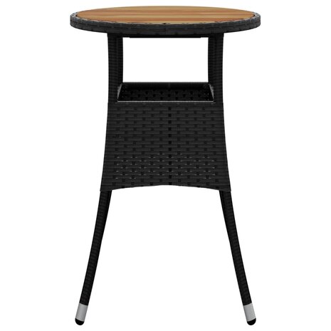 Tuintafel Ø60x75 cm acaciahout en poly rattan zwart 3