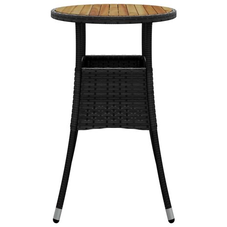 Tuintafel Ø60x75 cm acaciahout en poly rattan zwart 4