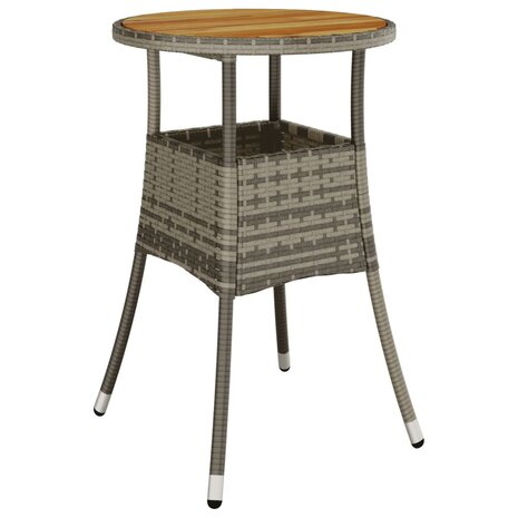 Tuintafel Ø60x75 cm acaciahout en poly rattan grijs 2