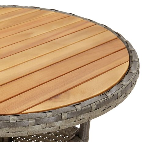 Tuintafel Ø60x75 cm acaciahout en poly rattan grijs 5