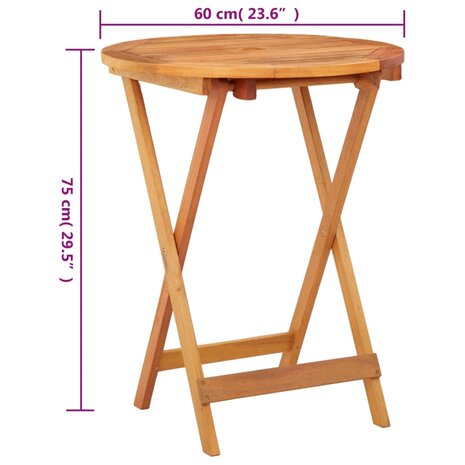 Tuintafel inklapbaar Ø60x75 cm massief eucalyptushout 5