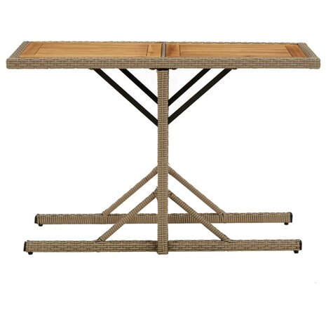Tuintafel massief acaciahout en poly rattan beige 2