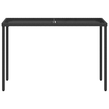 Tuintafel met glazen blad 115x54x74 cm poly rattan zwart 4