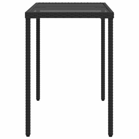 Tuintafel met glazen blad 115x54x74 cm poly rattan zwart 5